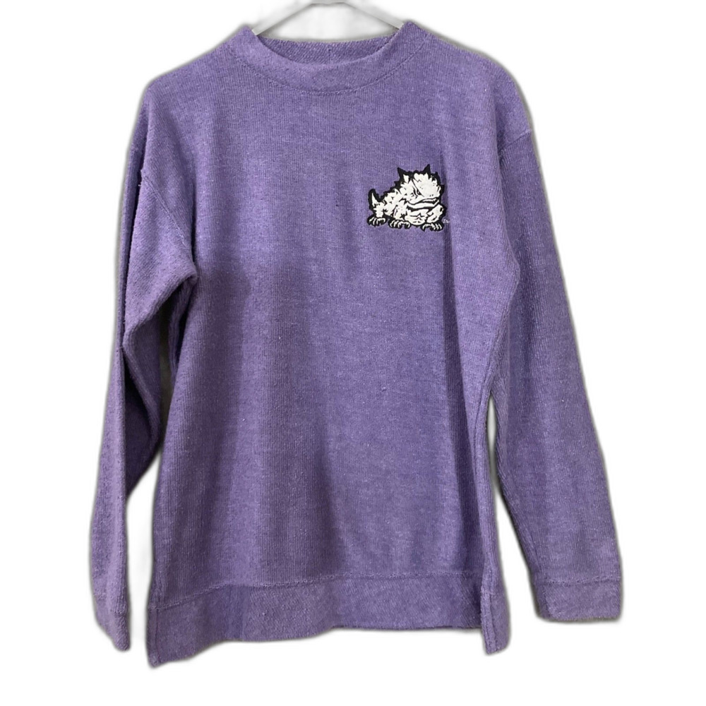 TCU Horned Frogs Terry Cloth Athleisure Top women’s S Purple embroidered logo